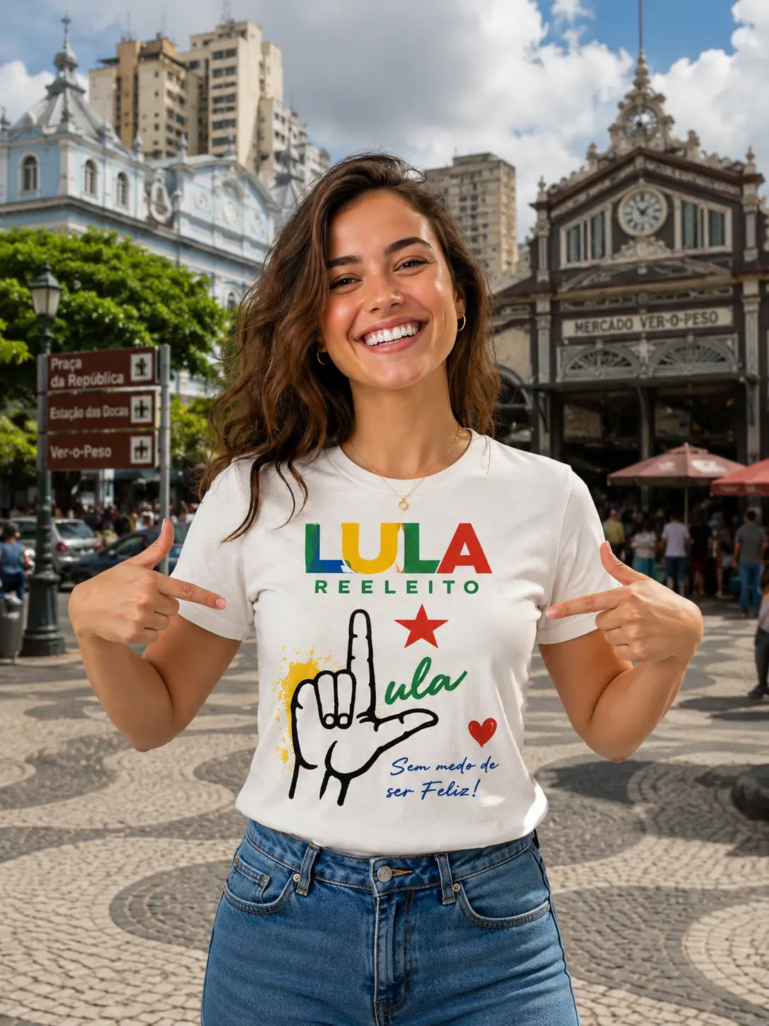 Camiseta Lula Reeleito — Sem Medo de Ser Feliz